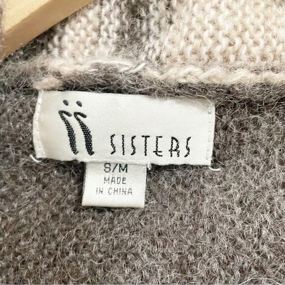 Sisters Women Small Medium Gray Taupe Asymmetrical Cardigan Wool Blend - Picture 3 of 5
